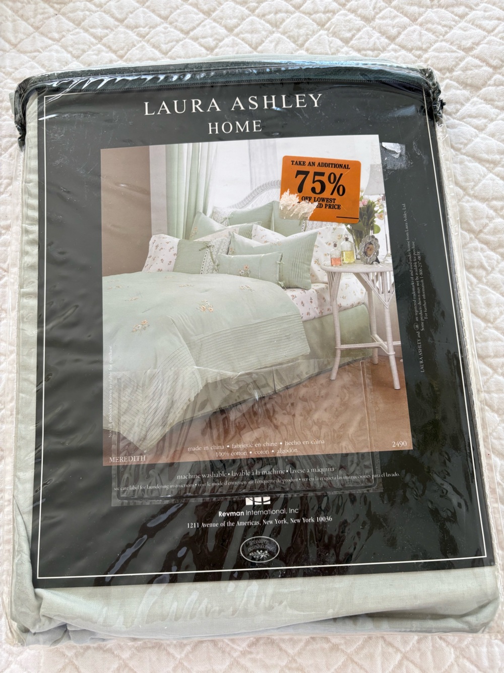 NWT Vintage Laura Ashley Home Meredith Seafoam Green Curtain Valance 88 X 17 ins